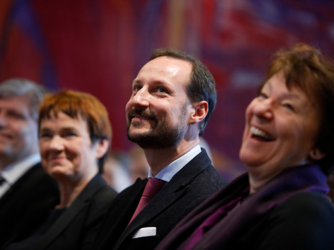 Kronprins Haakon og ordførar Marianne Borgen under opninga. Foto: Ole Berg-Rusten / NTB scanpix